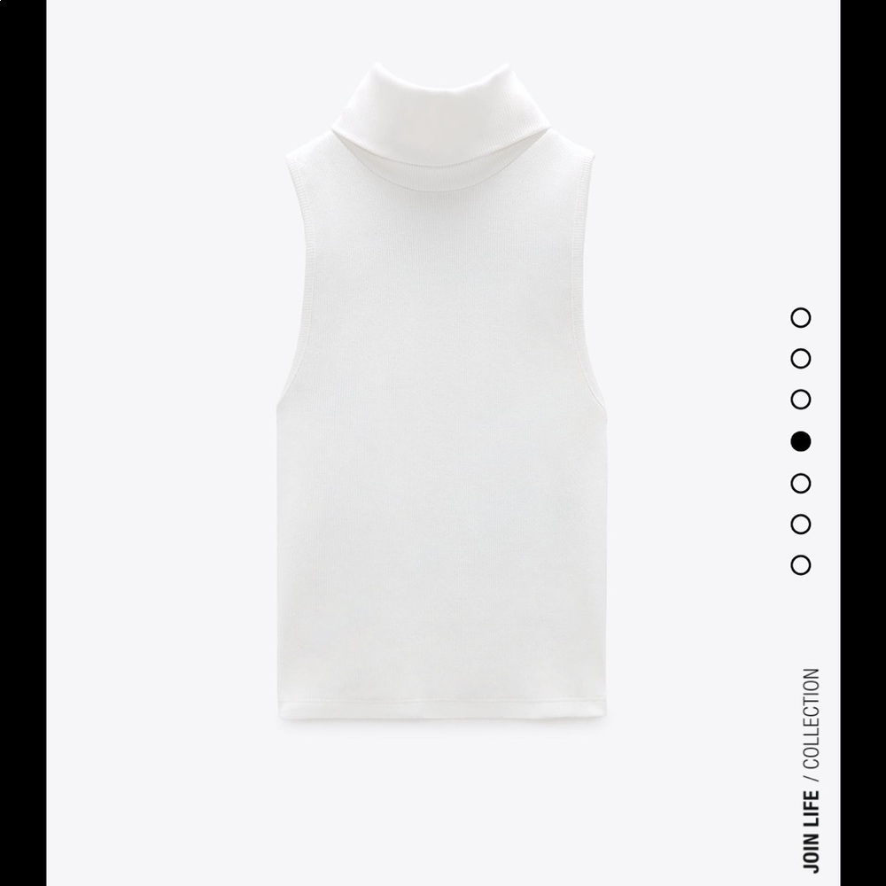High collar ribbed top (white)